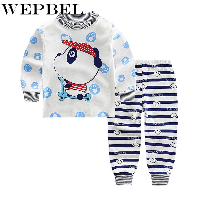 WEPBEL Children Cotton Underwear Autumn Winter Kids Boys Girls Warm Pajamas Baby Toddler Cartoon Clothing Sets | Детская одежда и
