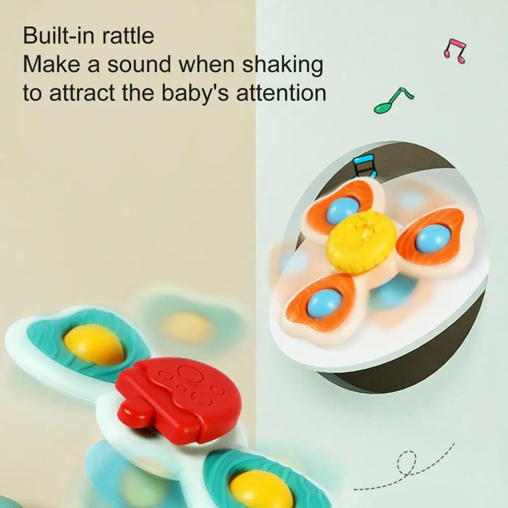 3Pcs/Set Baby Bath Toy Rotating Early Learning Smooth Edge Spin Sucker Spinning Top Toy for Infant Accessories
