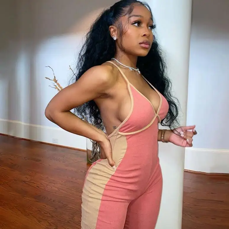 

Новый женский сексуальный Облегающий комбинезон на бретельках с открытой спиной и глубоким V-образным вырезом