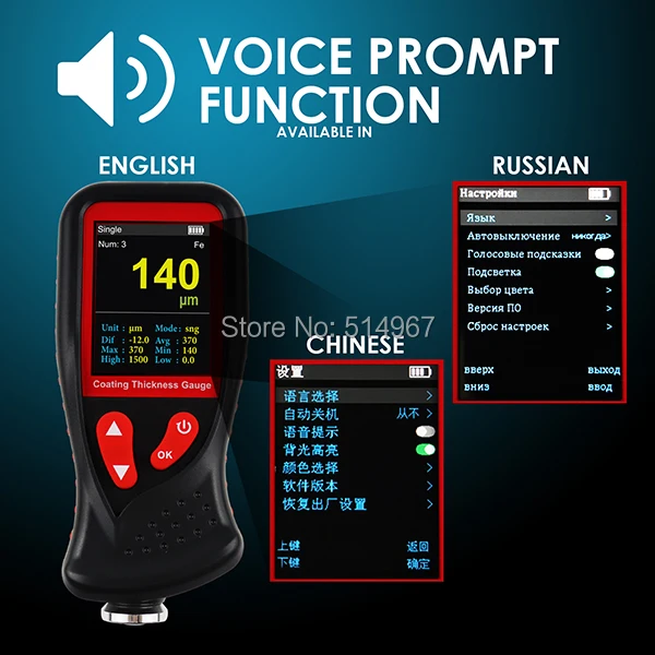 Цифровой автомобильный измеритель толщины с подсветкой тестер толщины покрытия датчик хранения данных HD цветной измеритель хранения данных Базовая нулевая калибровка
