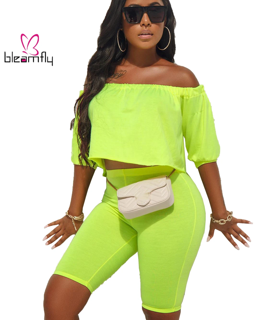 2019 Женская Осенняя зимняя укороченная футболка с вырезом лодочкой топ и шорты