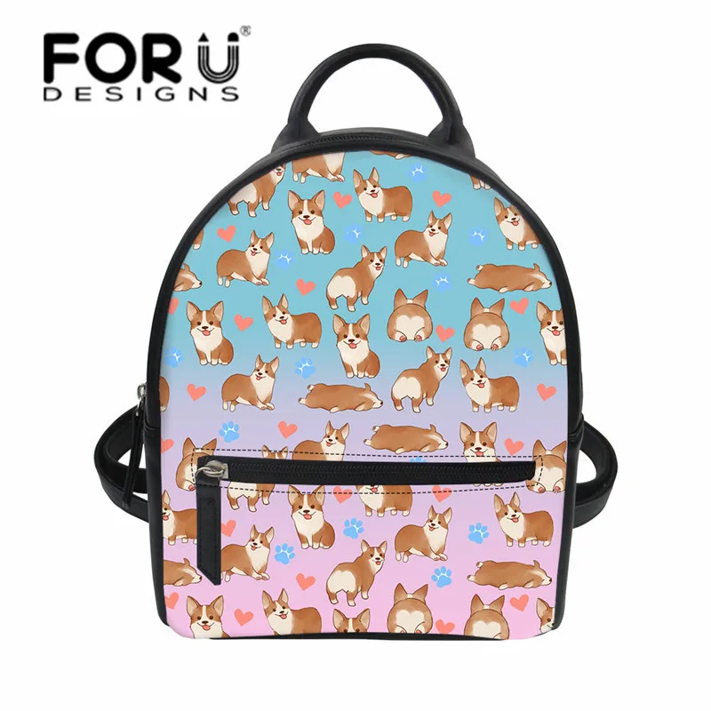 2021 дизайнерский милый рюкзак из искусственной кожи яркий Corgi Dog