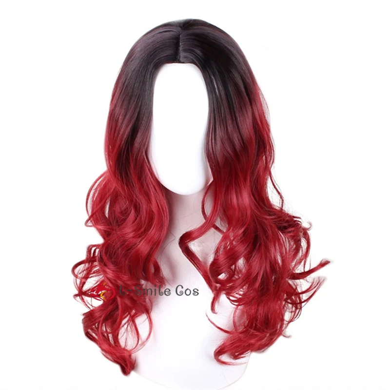 Парик Gamora для женщин и девушек длинные волнистые волосы Красного черного цветов