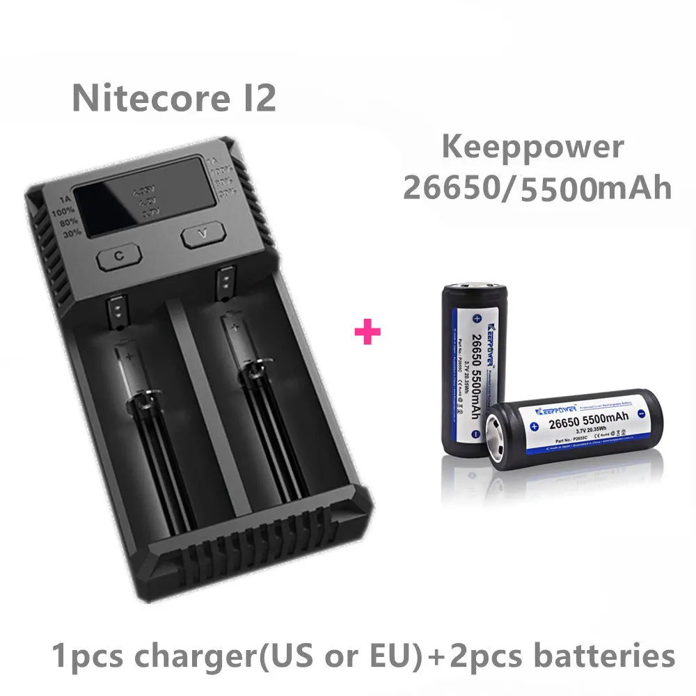 Keeppower 2 шт. 26650 5500 мАч P2652C Защищенный Литий ионный перезаряжаемый аккумулятор с