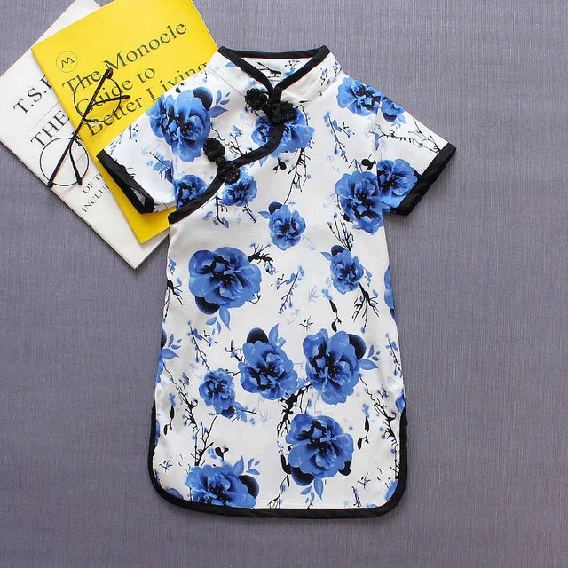 BibiCola/платье для девочек детское платье qipao с цветочным принтом bebe модные платья