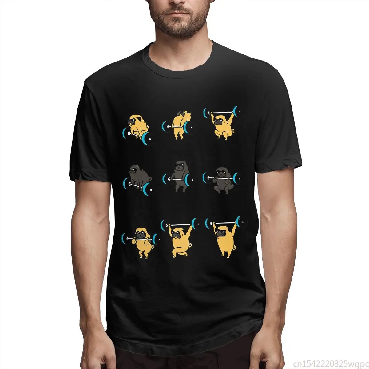 

LIFTING PUGS Funny Crossfit Men Funny Tee Shirt Short Sleeve Crewneck T-Shirt Cotton Birthday Present Clothing