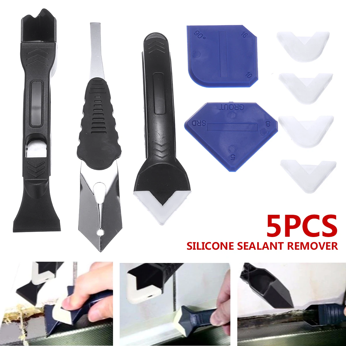 

5pcs Silicone Removal Scraper Caulking Tool 28mm Sealant Finishing Caulking Hand Tool Reusable Tiler Painting Floor Finishing