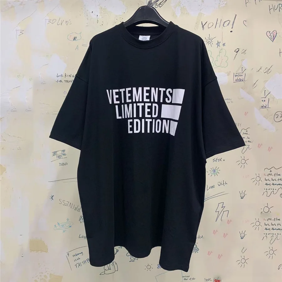 

Black VETEMENTS Big Tee 2021SS Men Women LIMITED EDITION Graphic Print VETEMENTS T-shirt VTM Tops Collar Tag