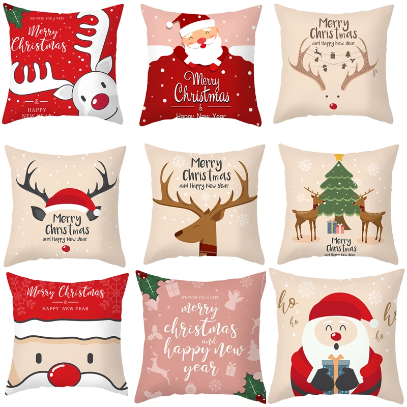 

Christmas Pillowcase 45X45Cm Christmas Cushion Cover Merry Christmas Decorations for Home Noel Natal Navidad Gift New Year 2022