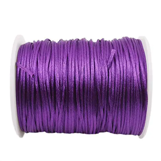 Purple Rope 1 шт. атласная шелковая веревка, нейлоновый шнур, цветной 1 мм, 80 м, детский прорезыватель, аксессуары для прорезывания зубов, ожерелье, трещотка, шнур, инструмент «сделай сам» - Цвет: Purple Rope