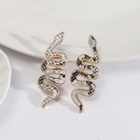 pop long serpentine earrings for women leather abalone snakeskin dangle earrings femme unique jewelry