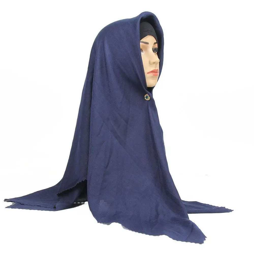 Женский хиджаб из смесового хлопка плиссированный мусульманская шаль с
