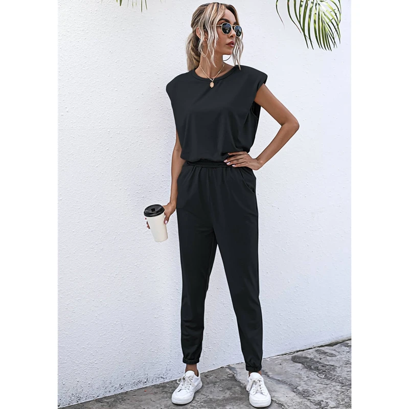 

2 Piece Set Women Tracksuits Casual 2 Pcs Short Sleeve O-Neck Tops and Trousers Lounge Sports Suits