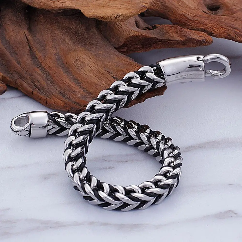

8mm Wide New Style Fashion Men's 316L Stainless Steel Figaro Chain Bracelet for Men Best Christmas Gift 9.05inch