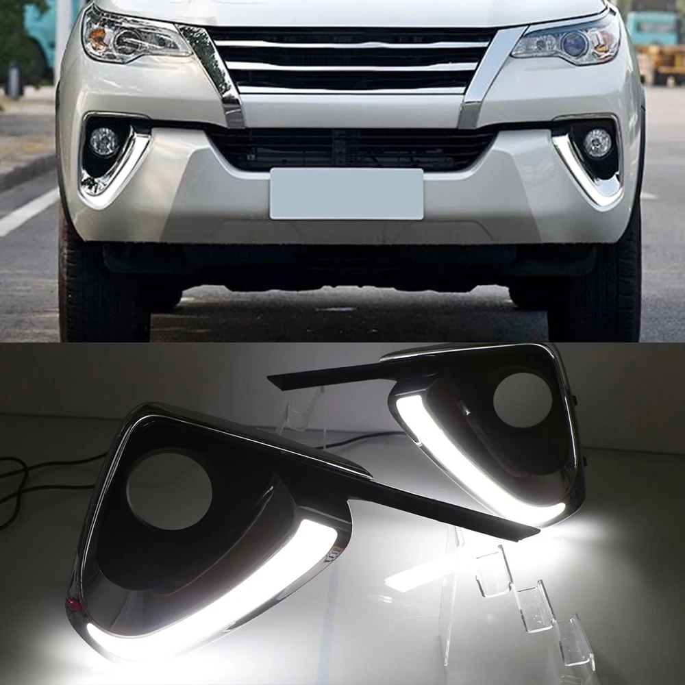 Автомобильные мигающие дневные ходовые огни 2 шт. для Toyota Fortuner 2015 2016 2017 2018