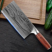 liang da stainless steel kitchen knife imitation damascus pattern chef knives 7 inch 5cr15mov kitchen cleaver knife wood handle