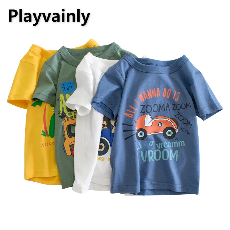 

2021 летняя футболка с короткими рукавами для малышей хлопковая Детская летняя футболка с машинками Одежда для мальчиков E9973