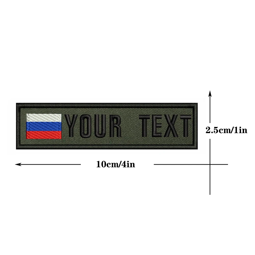 

Green background Russian flag Russia10X2.5cm Embroidery Custom Name Text Patch Stripes badge Iron On Or Velcro Backing Patches