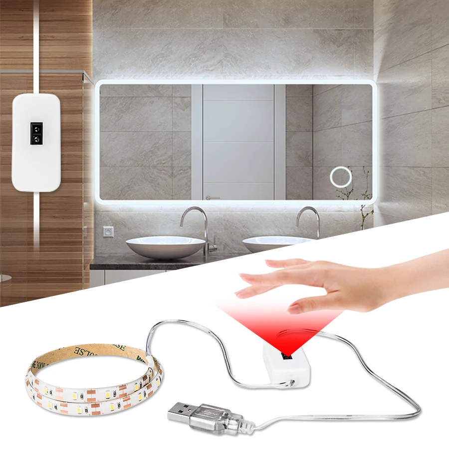 Ручной подметчик Сенсорное зеркало для спальни и гардеробной светильник