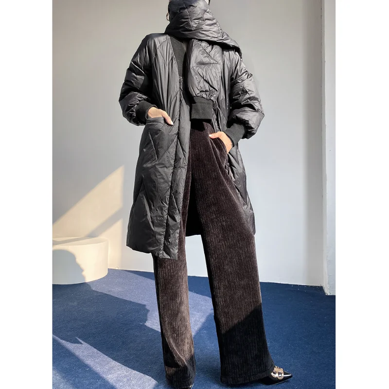 LUXUV New Warm Long Down Thick Parka Women's Winter Female Jacket Long-sleeved Loose Coat Waterproof&Windproof with Hooded