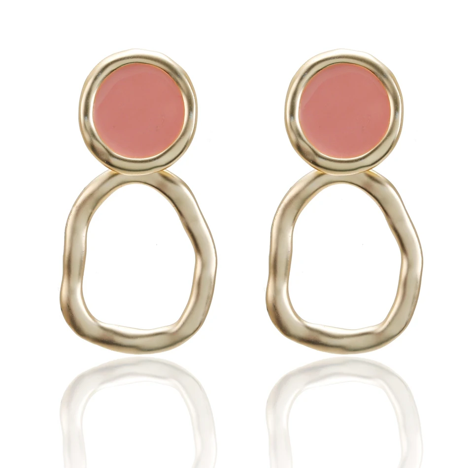 PINK Трендовые серьги для женщин/Геометрические/милые/корейские/массивные/Золотые/Винтажные/Висячие серьги ювелирные изделия для женщин SP625 - Окраска металла: PINK