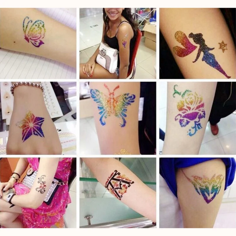 

24 Color Glitter Semi-Permanent Small Tattoo Glue Multicolor Glitter Tattoo Powder Temporary Tattoo Body Painting Kit