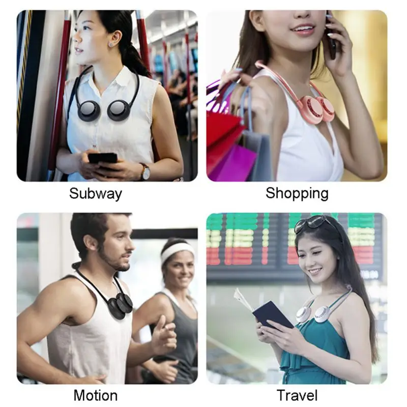 

1PC USB Charging Portable Hands-free Neck Fan Mini Sports Fan 3-speed Cooling Adjustable Home Hanging Neck Fan-black