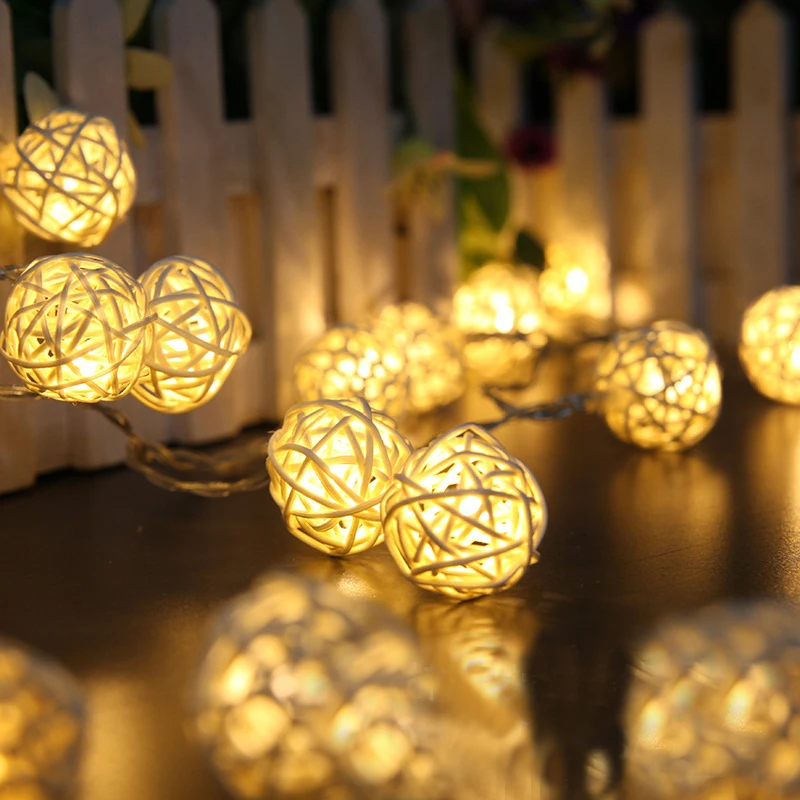 Светодиодный ротанга шары гирлянда декоративные AC220V 20 Luminaria Рождество патио