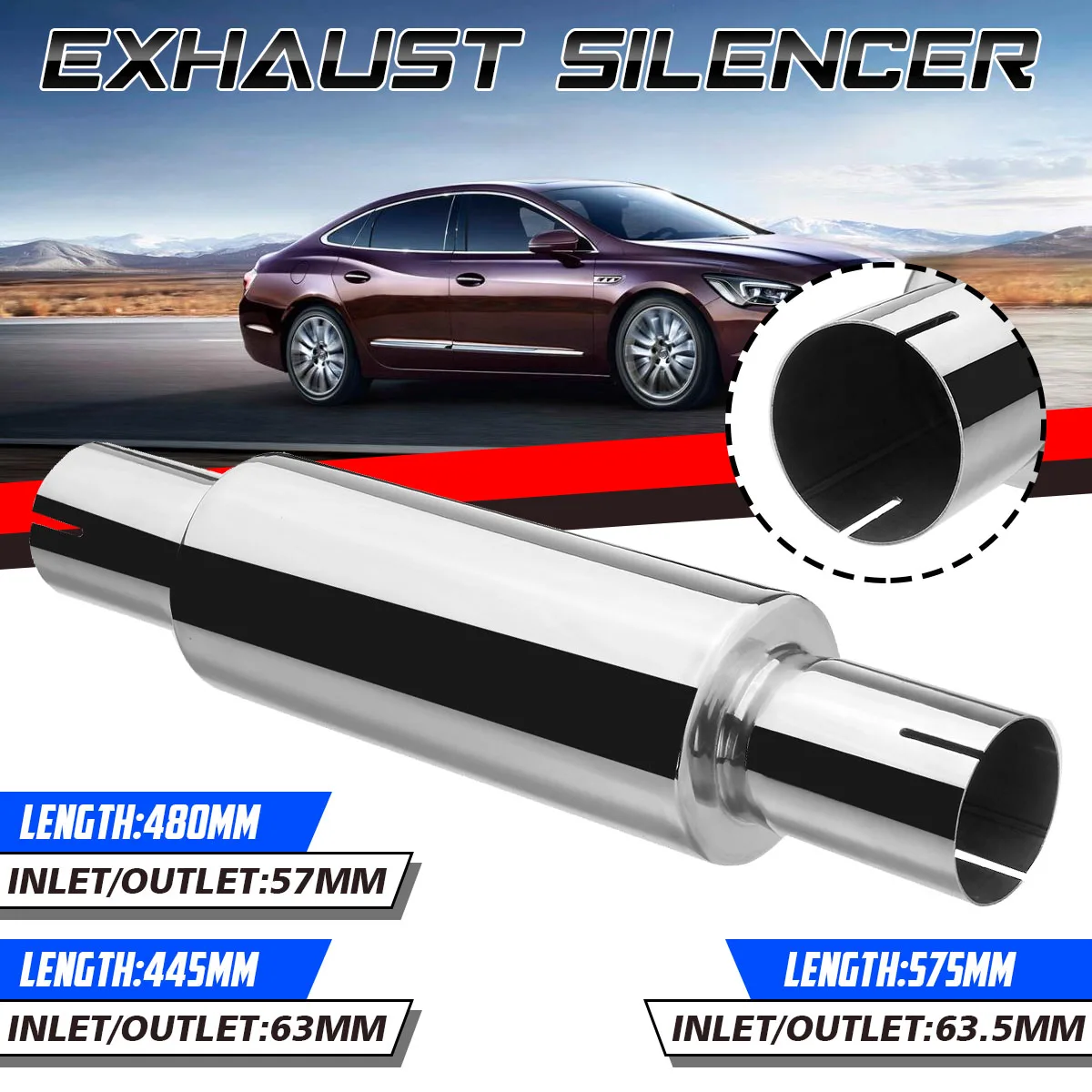 Универсальный выхлопной глушитель резонатор из нержавеющей стали для стайлинга