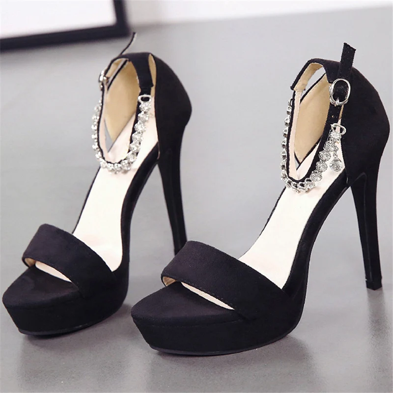 2019 г. женские роскошные черные босоножки на высоком каблуке 12 см пикантные туфли