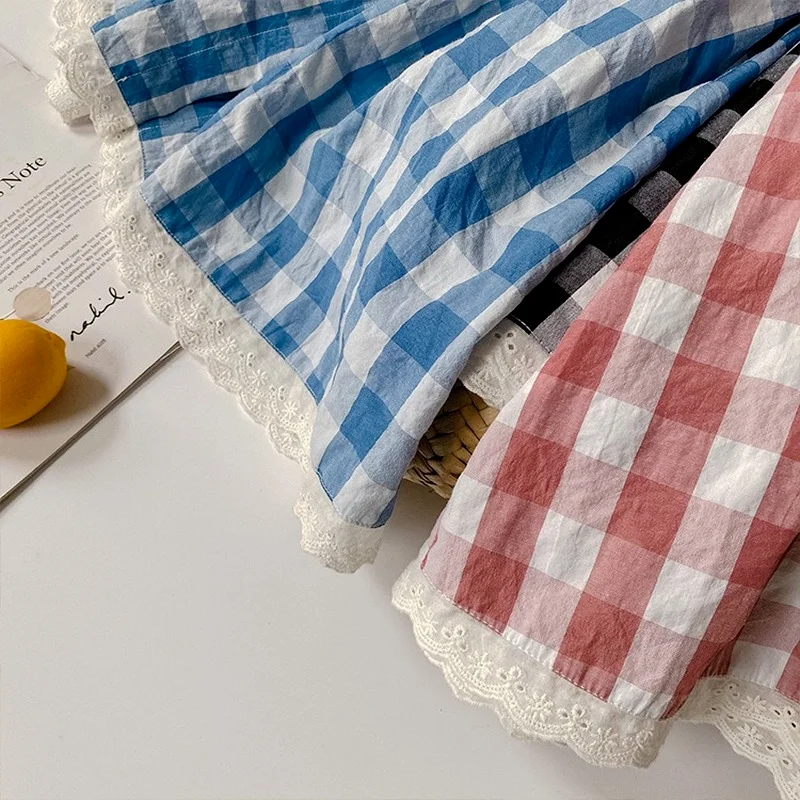 

Sweet girl dress new summer kids cotton plaid dress fashion baby girl clothes