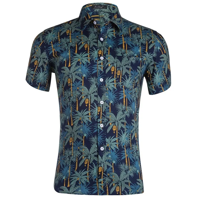 

Men Clothing 2021 Hawaiian Beauty Print Shirt Men's New Plus Size Men's Casual Beach Shirt Short Camisas Para Hombre