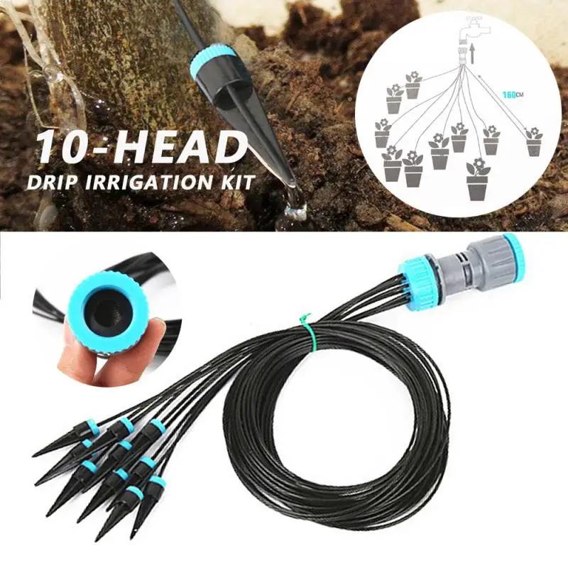 

Adjustable Micro Drip Irrigation Watering Emitter Drippers Sprinklers For Garden 10-Head Drip Irrigation Plant Watering System
