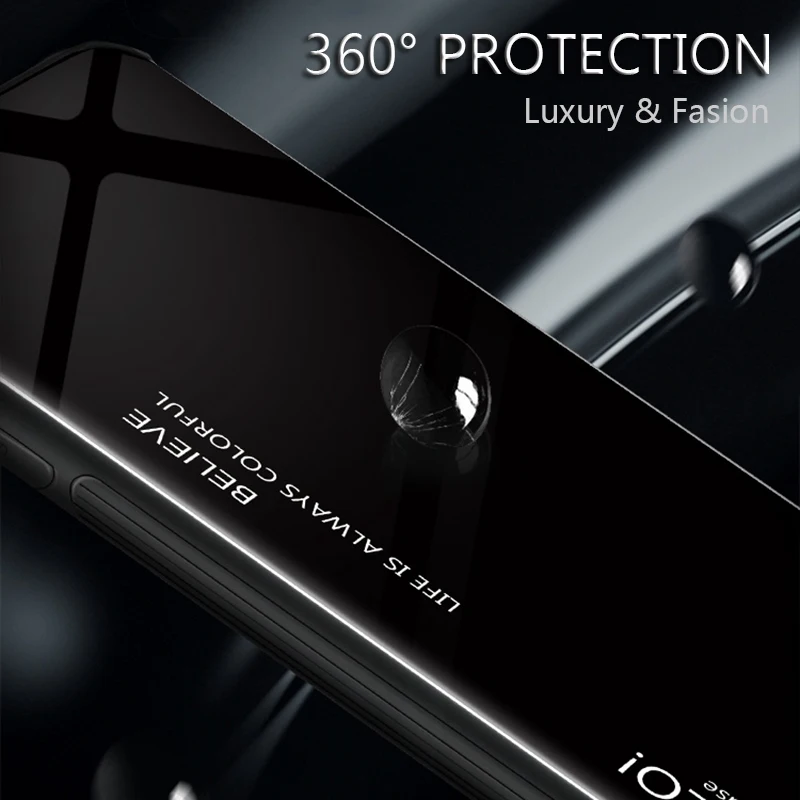 UPaitou Tempered Glass Case for VIVO V11 Pro V11i V5 Lite V7 Plus Z3i Soft TPU Edge Luxury Gradient Back Cover |