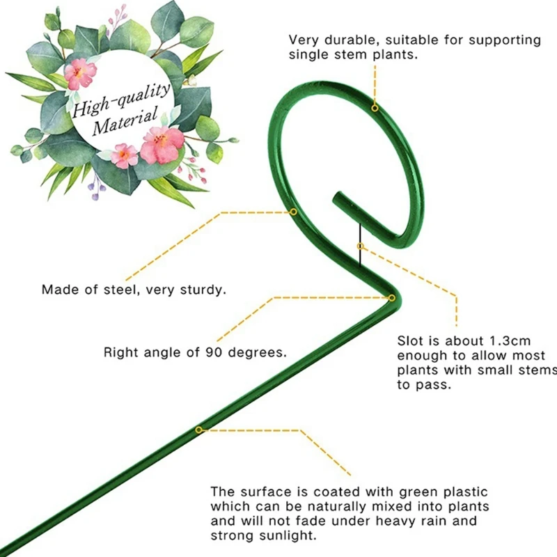 

H55A Garden Support Stake Ring Metal Garden Plant Supports Single Stem Shrub Holder