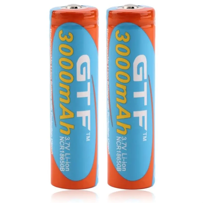 

GTF 2 pcs 3.7 V 18650 3000 mAh Li-ion Rechargeable Torch Flashlight battery