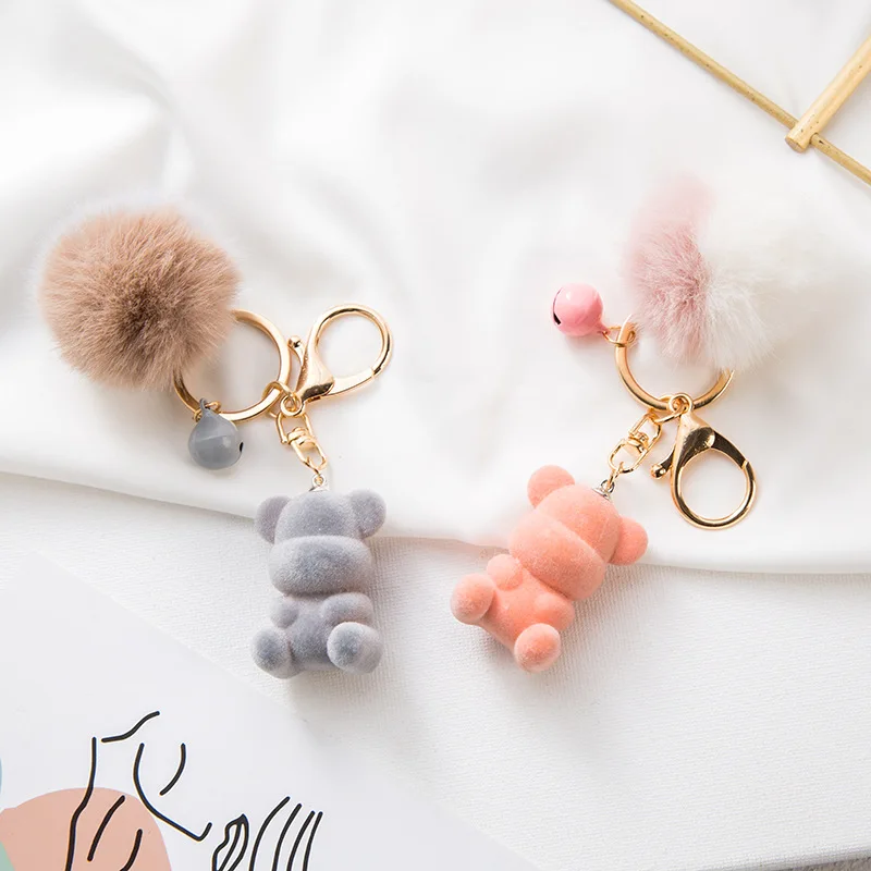 Новинка стекающая медведь брелки для ключей милый меховой шарик Модные Простые