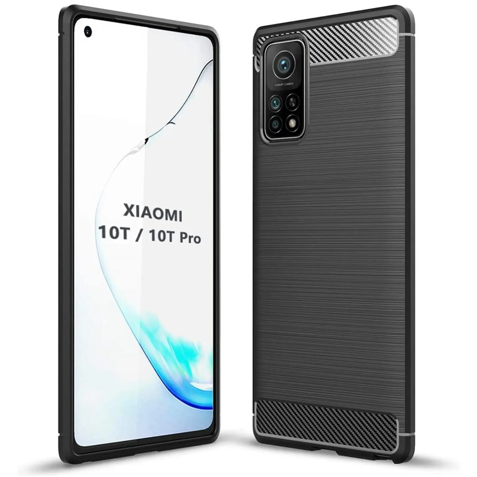 TIPS TODOPHONESTORE case compatible with XIAOMI-MI-10T / MI-10T-PRO silicone gel tpu case texture carbon fiber Black