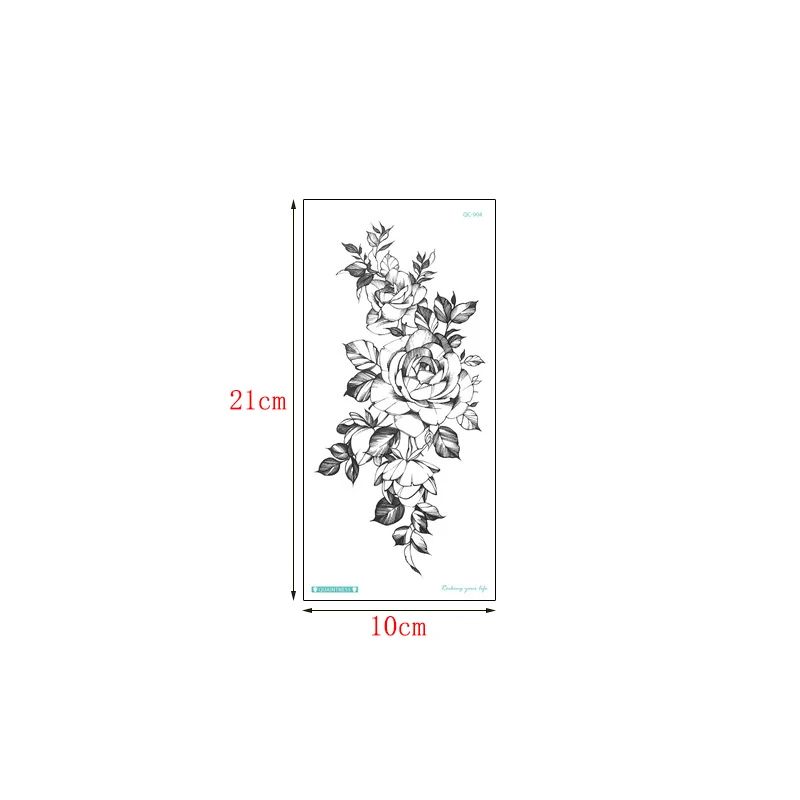 Сексуальная женщина цветок розы татуировки наклейки поддельные черный белый