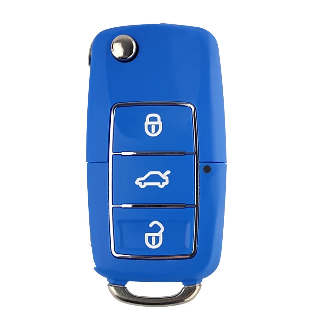 Синий OkeyTech для VW Seat Skoda Jetta Golf Passat Beetle Polo Bora Octavia Key Shell 3 кнопки флип складной чехол для дистанционного ключа автомобиля чехол - Цвет: Синий