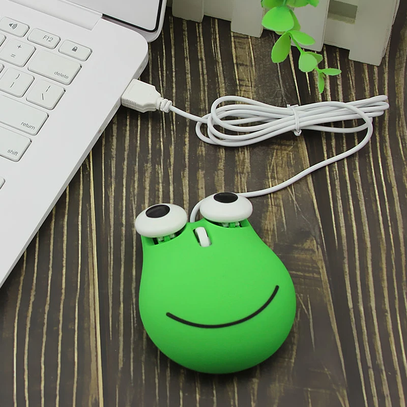 Милая мультяшная офисная мышь USB Проводная игровая мини-мышь в форме лягушки
