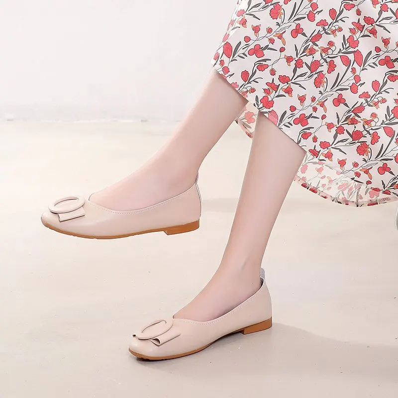 

Soft Square Toe Shoes Woman 2021 Female Footwear Casual Sneaker Shallow Mouth All-Match Modis Elegant New Dress Round Comfortabl