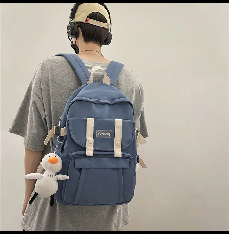 

4372 backpack female summer niche ins super fire lightweight solid color backpack