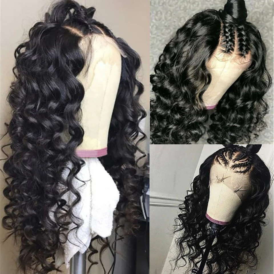 250 плотность свободный глубокая волна кружевной передний парик Remy человеческие