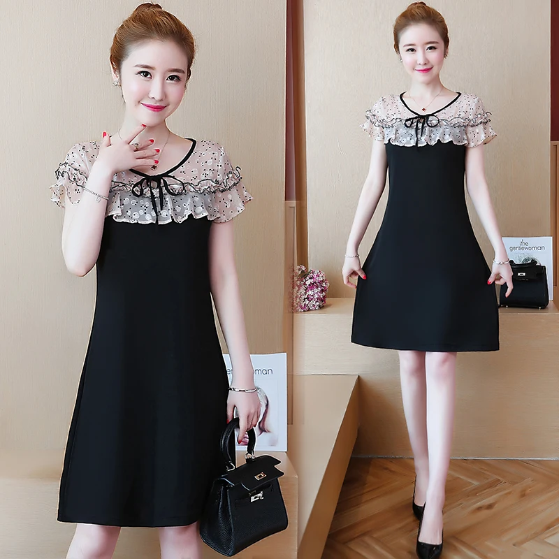 Женское Повседневное платье больших размеров короткий рукав летний школьный