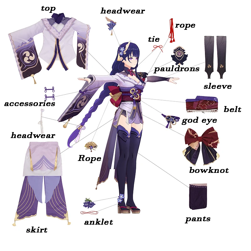 ROLECOS Game Genshin Impact Raiden Shogun Косплей Костюм Baal Сексуальная женская форма полный