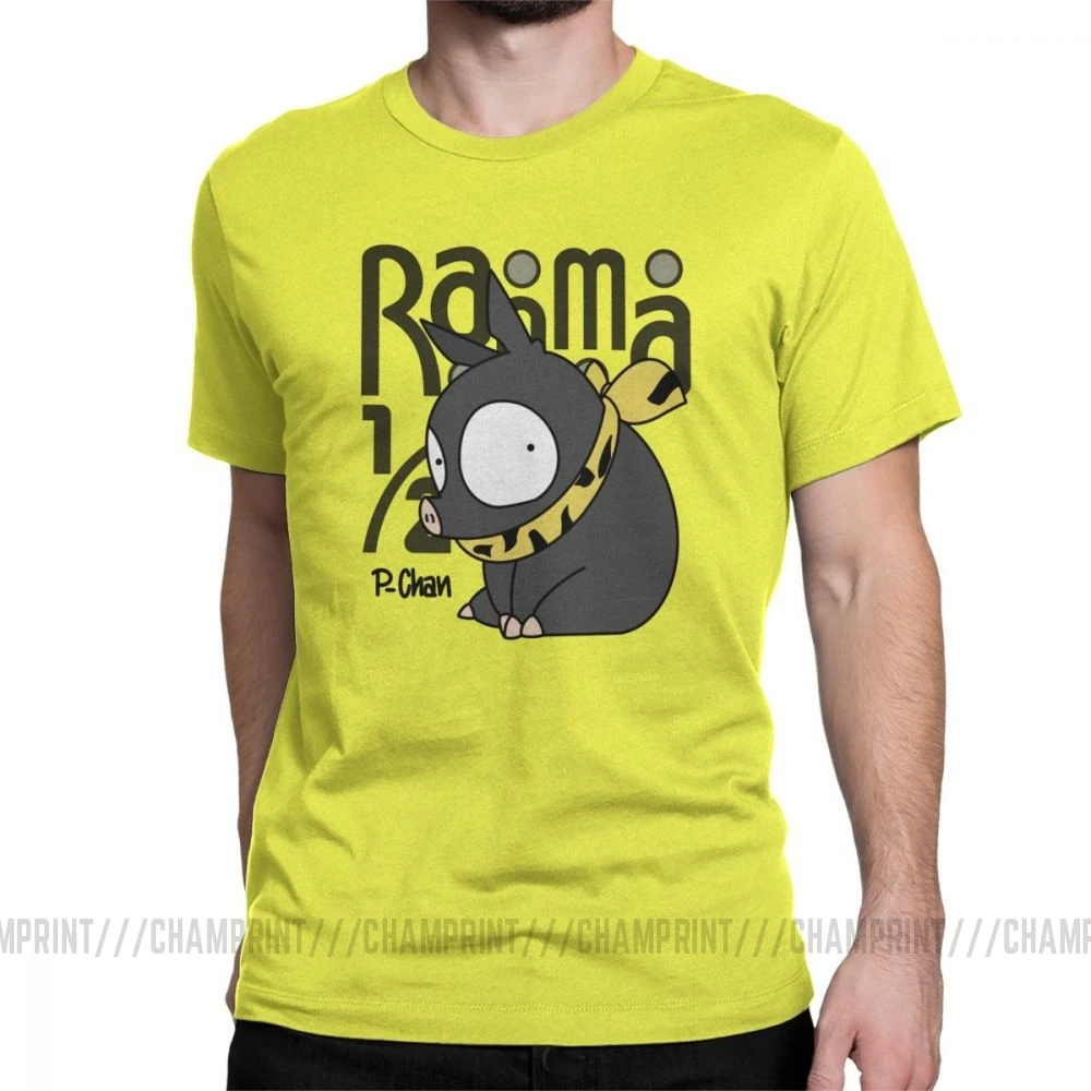 Men's P Chan Ranma 12 T Shirt Anime Akane P Chan Rumiko Martial Japanese Pig Cotton Short Sleeve Tees Birthday Present T-Shirt - Цвет: Цвет: желтый