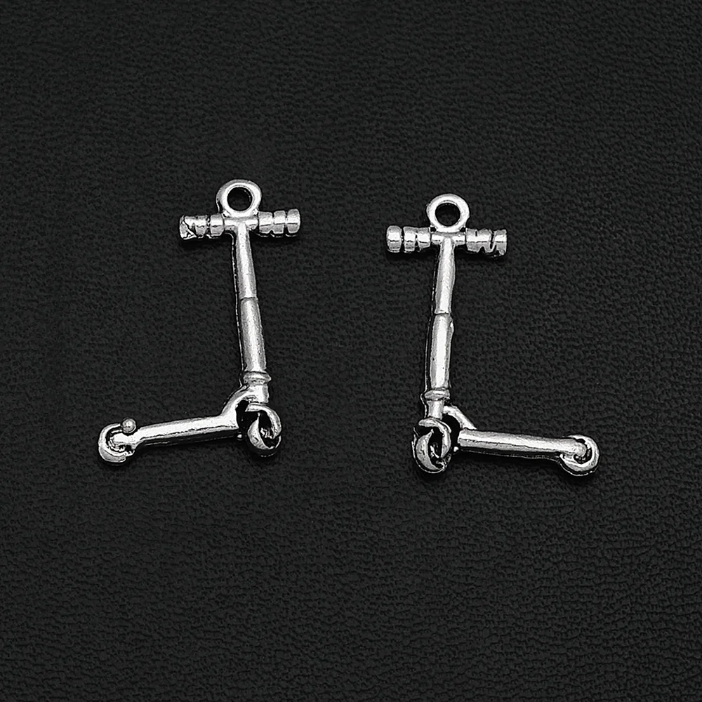 

10pcs/Lots 18x24mm Antique Silver Plated Kick Scooter Charm Alloy Metal Pendant For Handmade Diy Tibetan Jewelry Making Findings