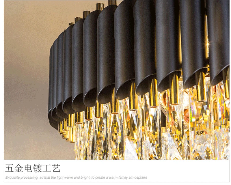 

American Modern Luxury Crystal Chandelier Round Light Model Room Club Villa Living Room Restaurant Metal Chandelier Hotel