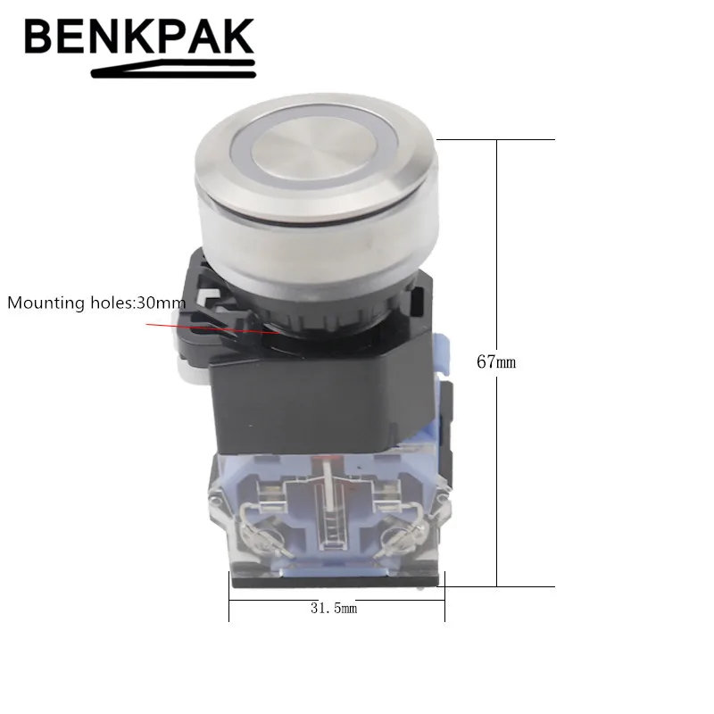 Flat Push Button Switch Automatic lock latching / Momentary self-reset1NO1NC 22mm 30mm LA38 | Обустройство дома